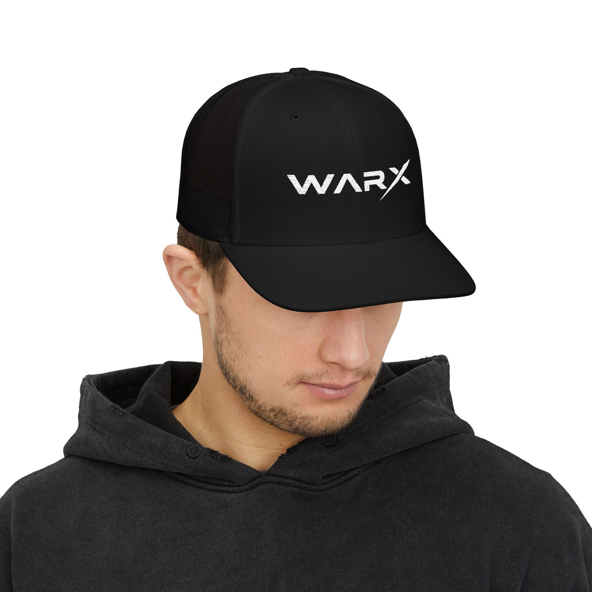 WARX Snapback Trucker Cap — Black Mesh Adjustable Hat
