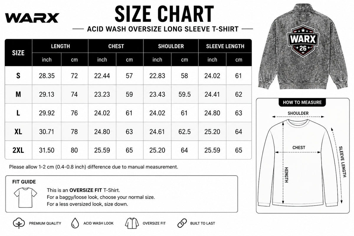 WARX Acid Wash Oversize Long Sleeve T-Shirt