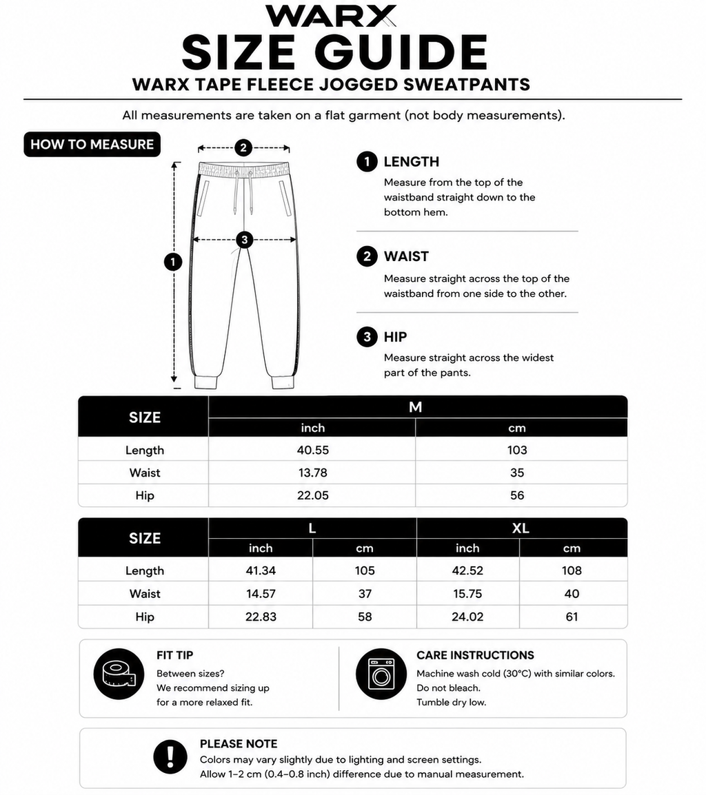 WARX Unisex Tape Fleece Jogged Sweatpants