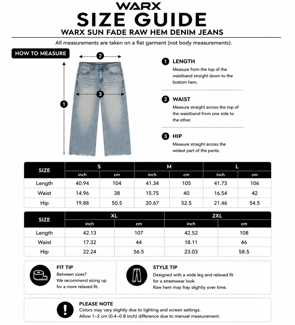 WARX Sun Fade Raw Hem Denim Jeans