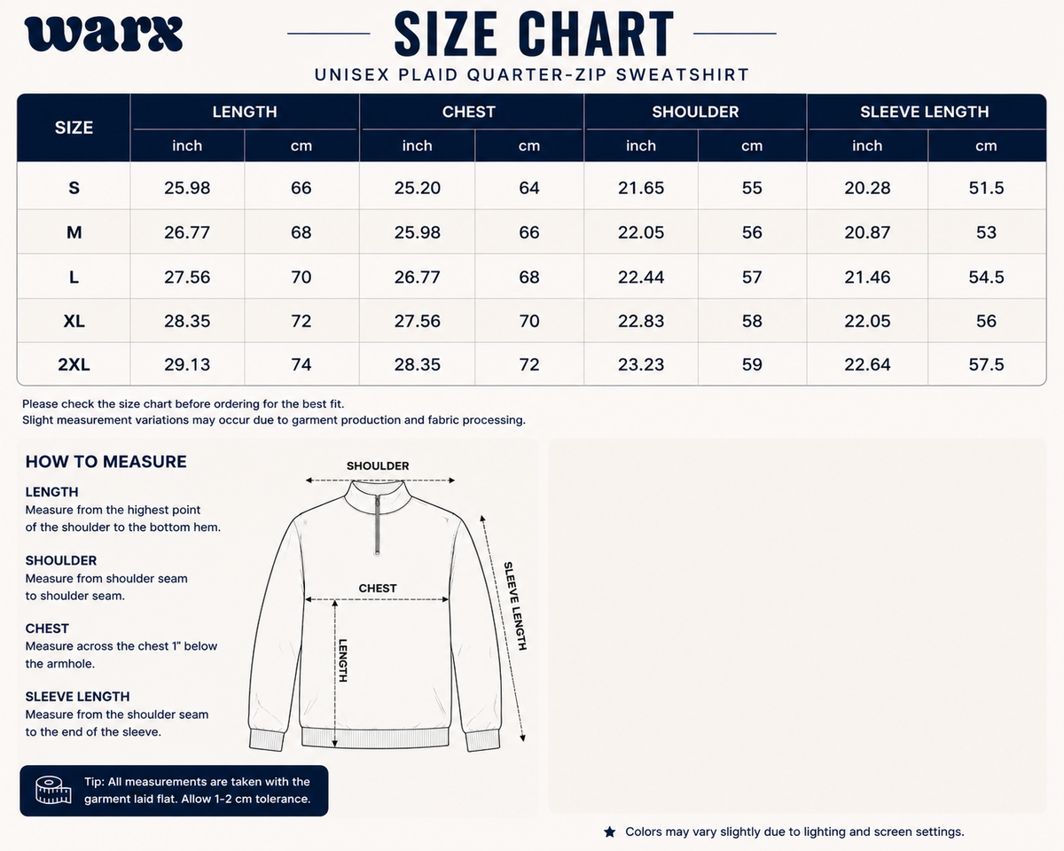 Unisex Plaid Quarter-Zip Sweatshirt