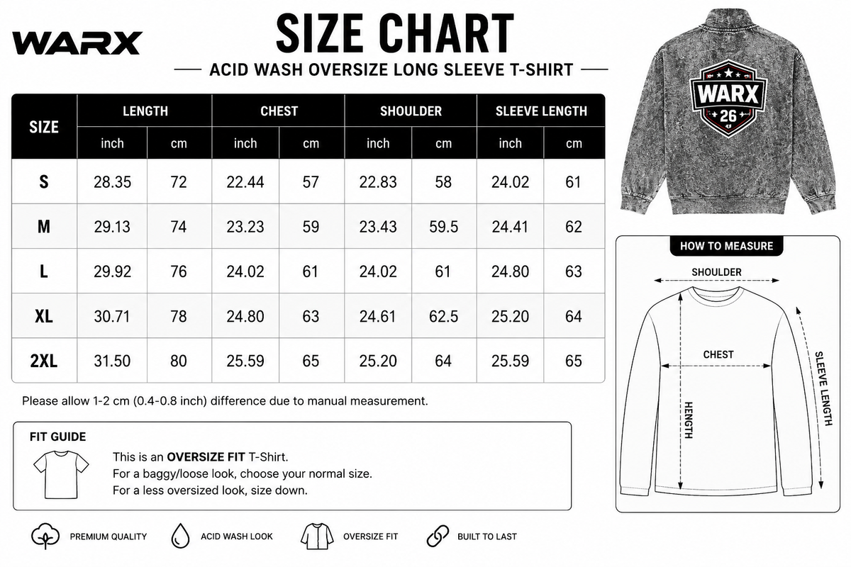 WARX Acid Wash Oversize Long Sleeve T-Shirt