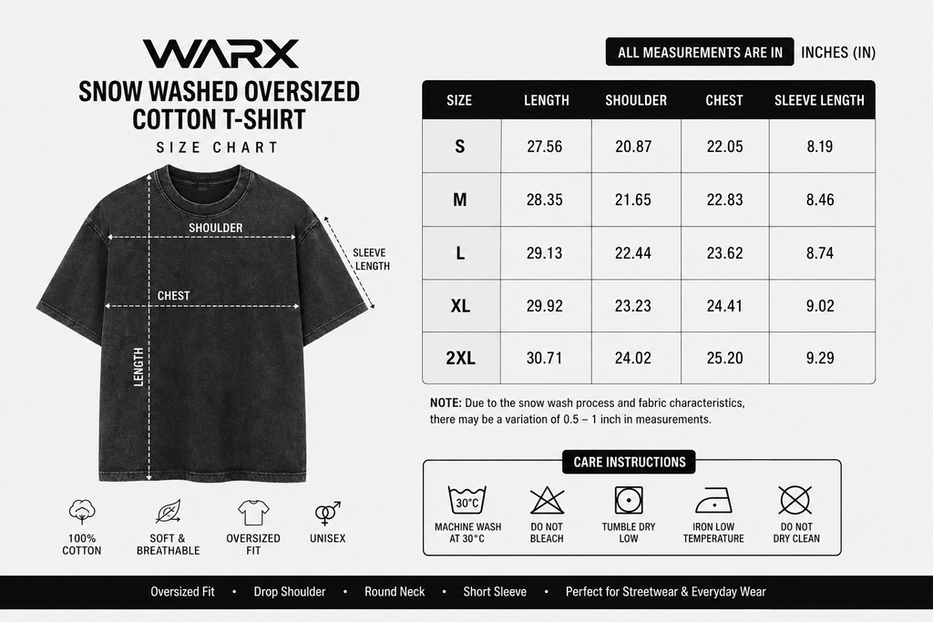 WARX Snow Washed Oversized Cotton T-Shirt