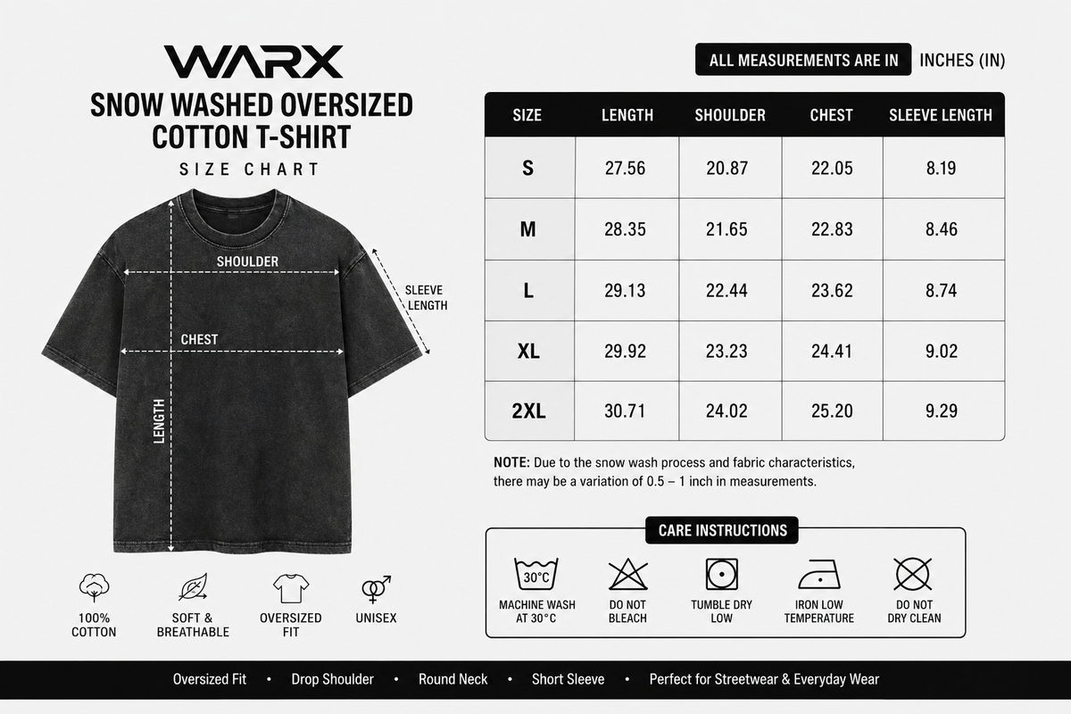 WARX Snow Washed Oversized Cotton T-Shirt