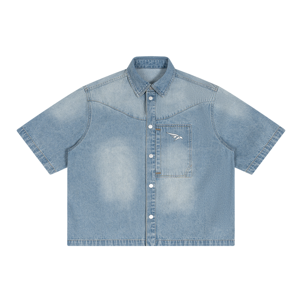 WARX Vintage Wash Boxy Short Denim Shirt
