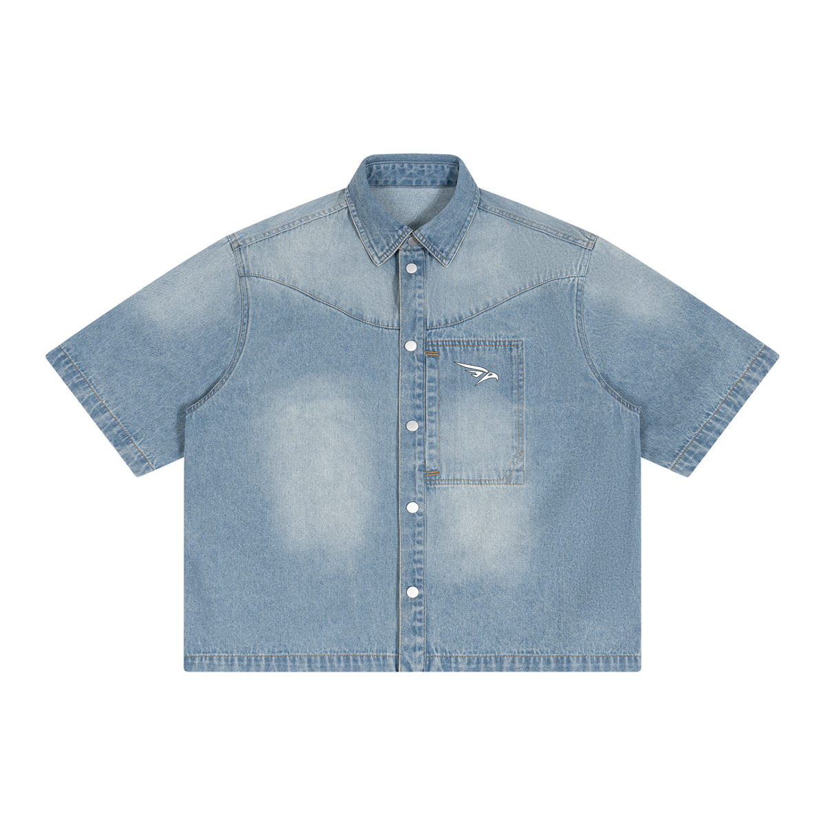WARX Vintage Wash Boxy Short Denim Shirt