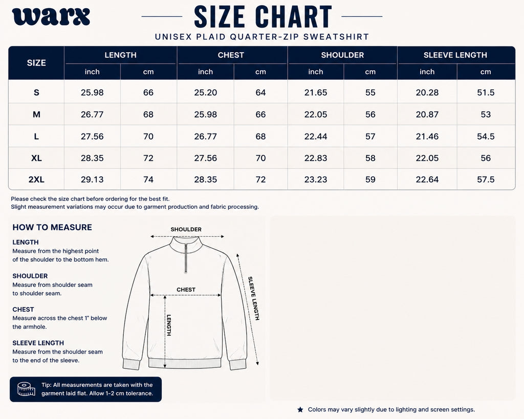Unisex Plaid Quarter-Zip Sweatshirt
