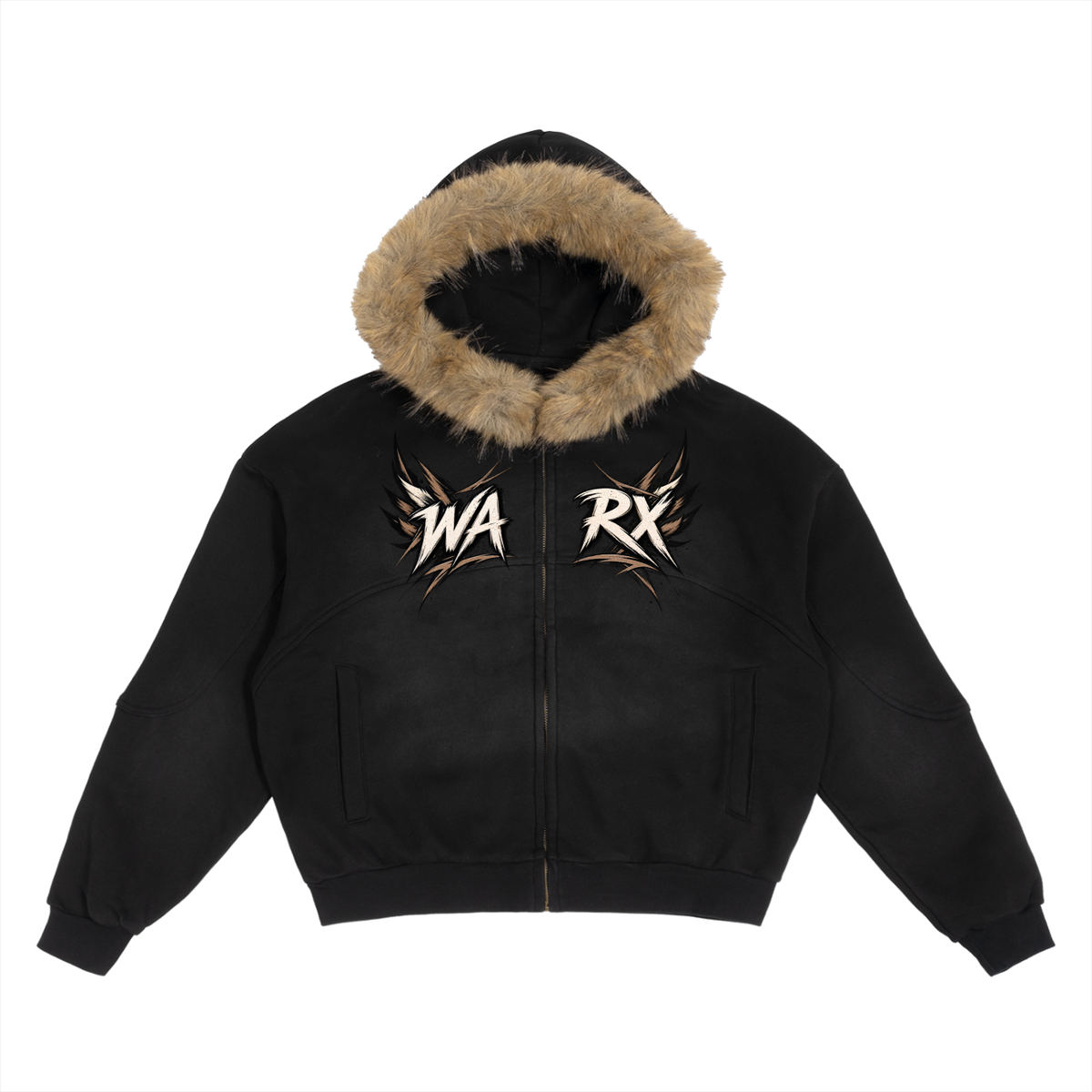 WARX Sun Fade Boxy Detachable Fur Hoodie