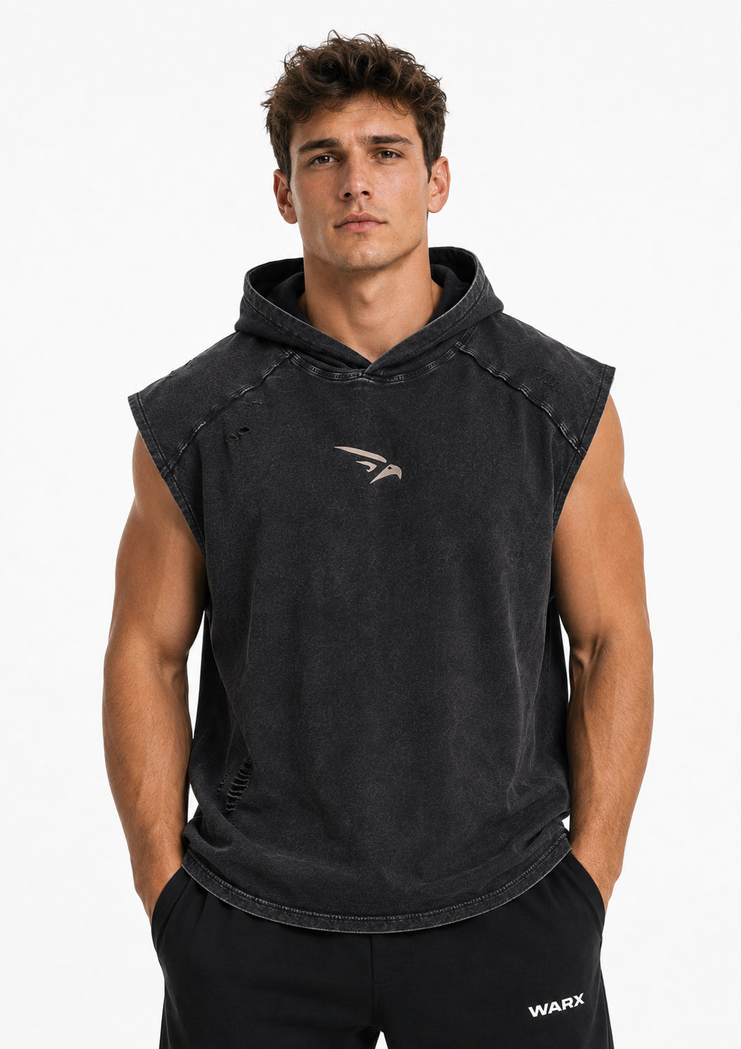 WARX Snow Washed Boxy Hooded Tank Top