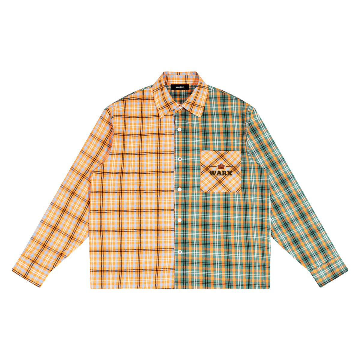 WARX Oversized Plaid Color Block Shirt