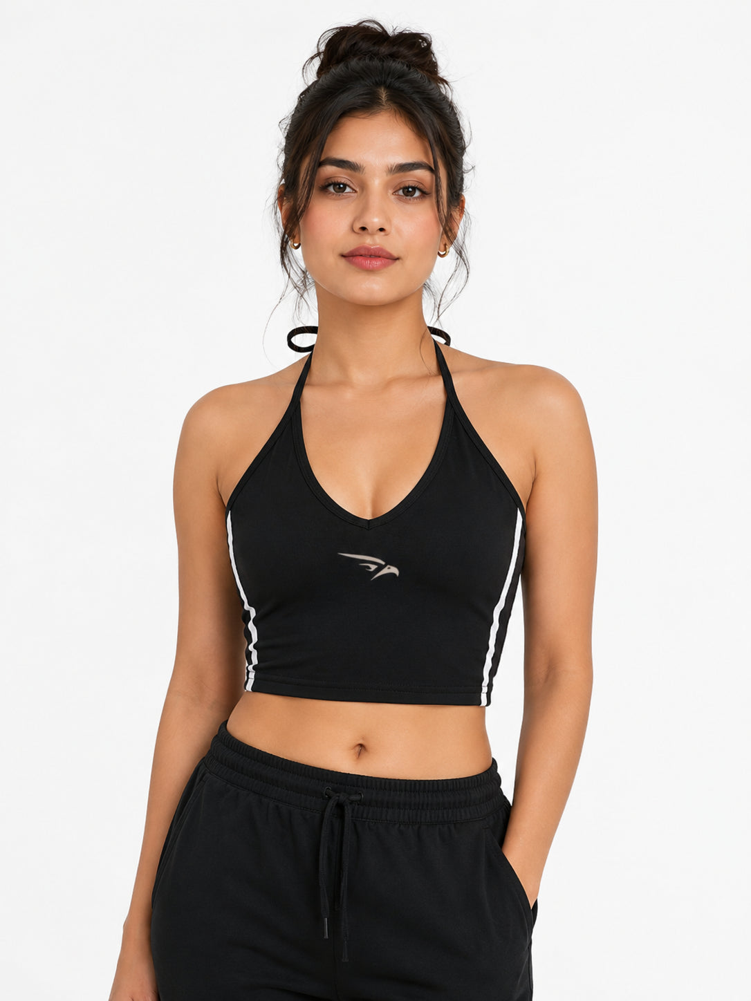 WARX Women's Color Block Halter Crop Tank Top